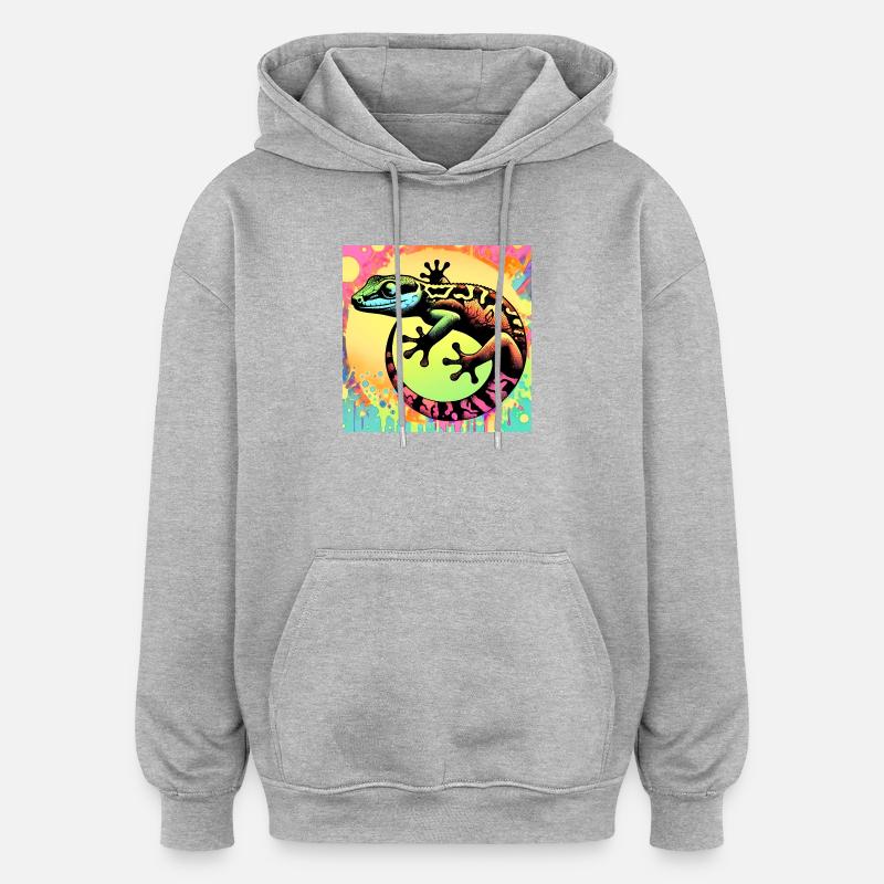 Gecko - Sweat à capuche oversize unisexe - gris chiné