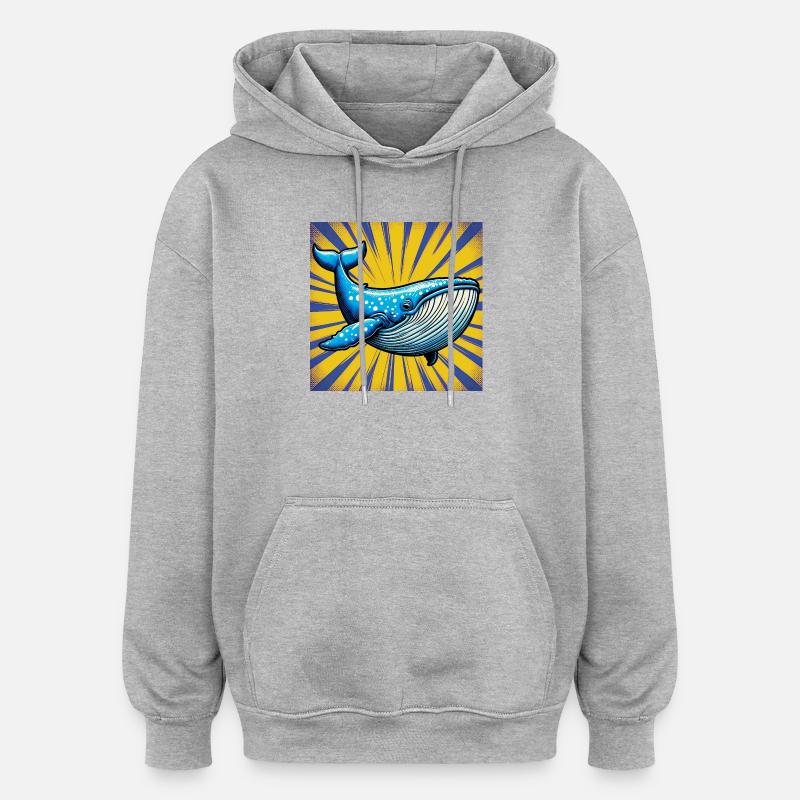 baleine - Sweat à capuche oversize unisexe - gris chiné