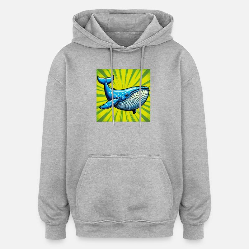 baleine - Sweat à capuche oversize unisexe - gris chiné