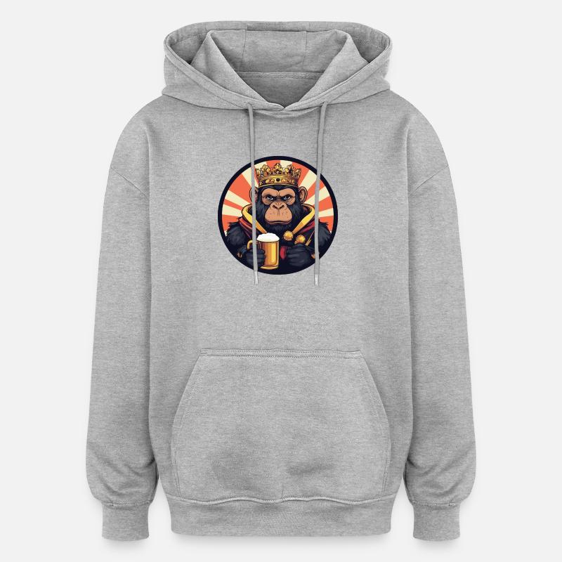 Monkey Beer Funny - Oversized Unisex Hoodie - heather grey