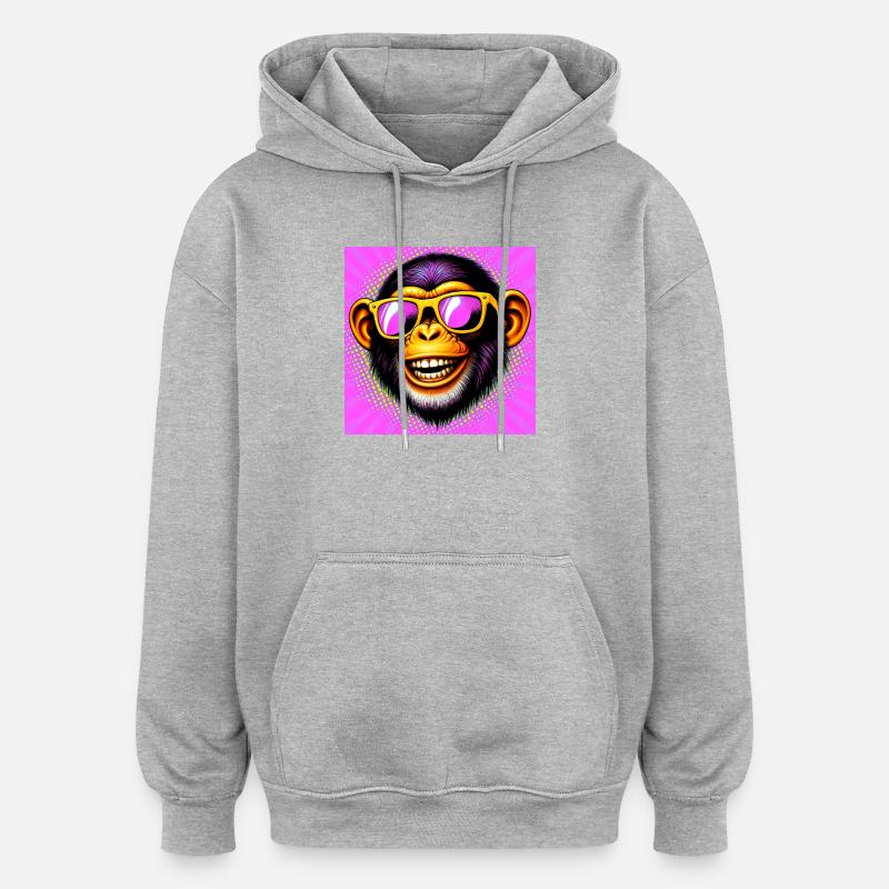 Chimpanzee Monkey - Oversized Unisex Hoodie - heather grey