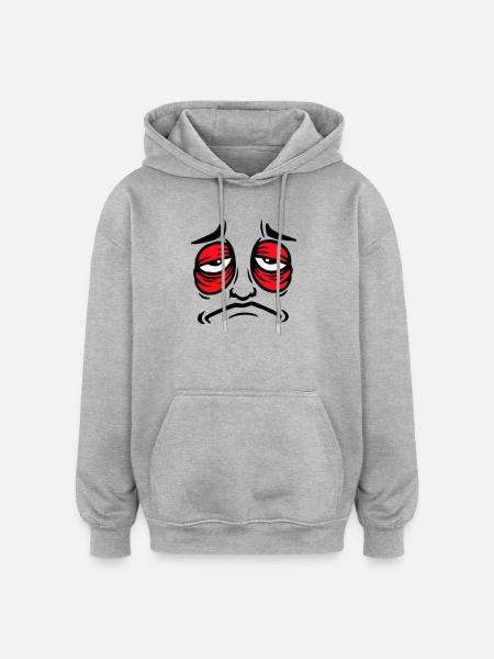 Grumpy sad disappointed face funny - Oversized Unisex Hoodie - heather grey