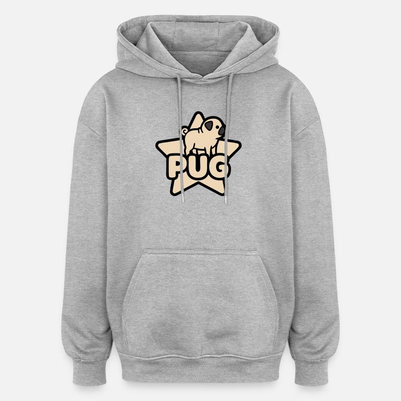 Mops Stern Banner Platzhalter - Oversized Unisex Hoodie - Grau meliert