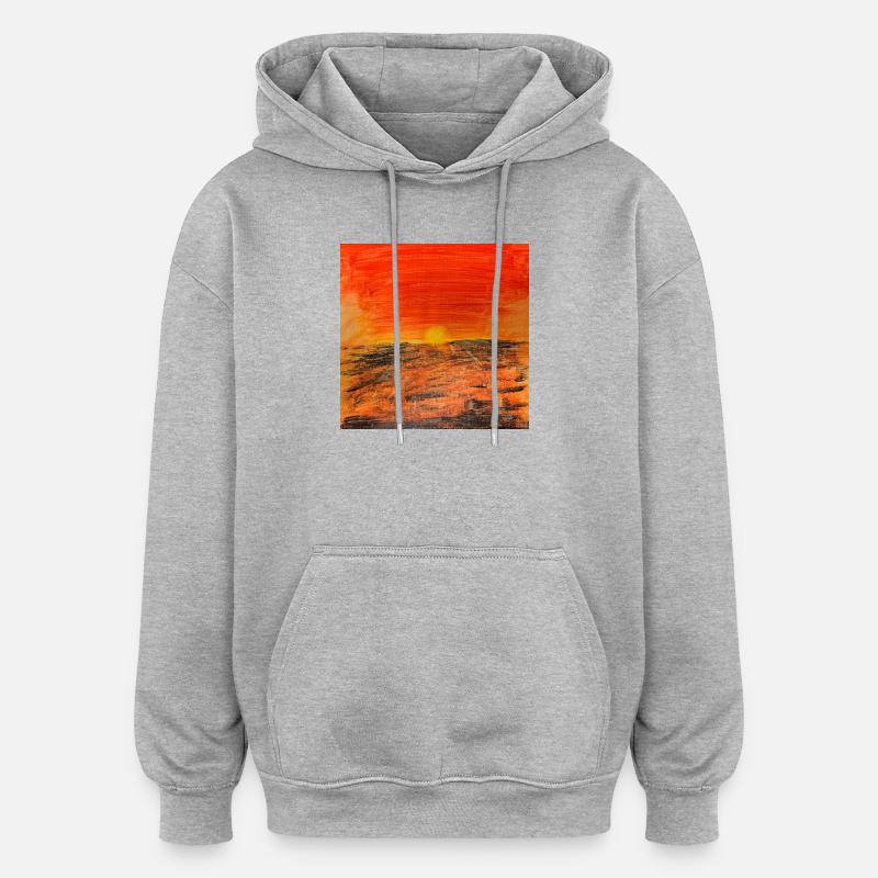 Fire Red Sunset - Oversized Unisex Hoodie - heather grey