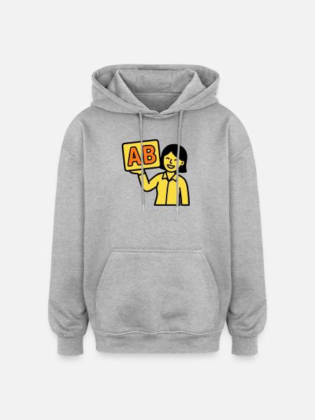 Teacher Elementary School ABC Vector - Oversized Unisex Hoodie - heather grey