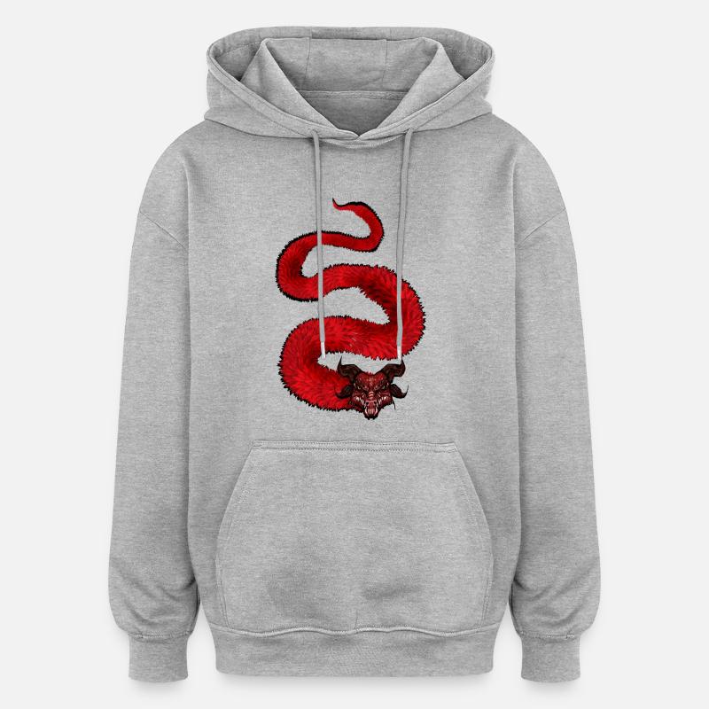 dragon - Sweat à capuche oversize unisexe - gris chiné