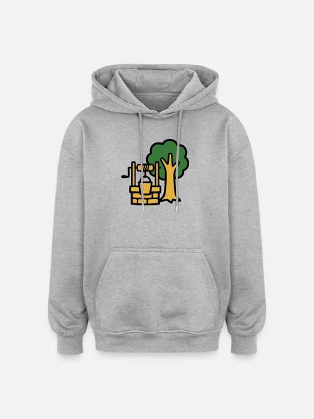 Ziehbrunnen Dorf Logo - Oversized Unisex Hoodie - Grau meliert