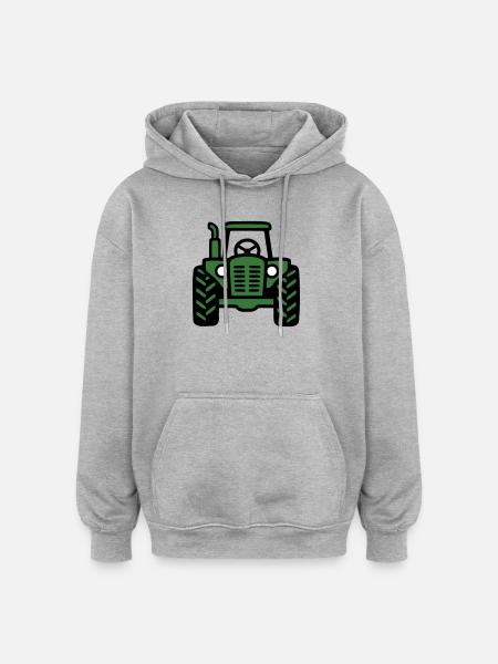 Tractor Front View Logo - Oversized Unisex Hoodie - heather grey