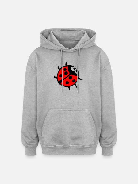 Vibrant Ladybug Spot Pattern - Oversized Unisex Hoodie - heather grey