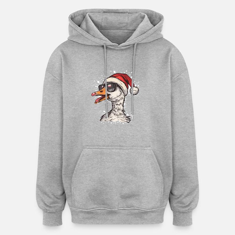 Oie Noël Drôle - Sweat à capuche oversize unisexe - gris chiné