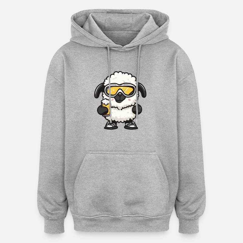 Schaf Apres Ski Bier Comic - Oversized Unisex Hoodie - Grau meliert
