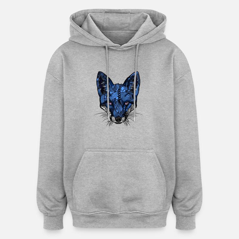 renard bleu - Sweat à capuche oversize unisexe - gris chiné