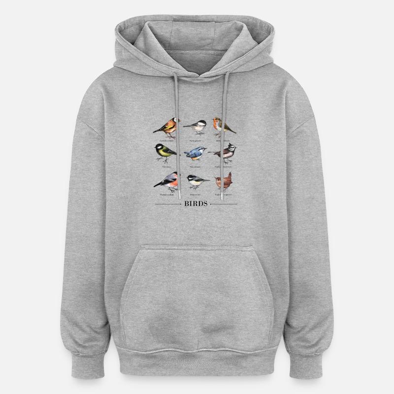 Vintage linnut - Unisex oversize huppari - harmaasävyinen