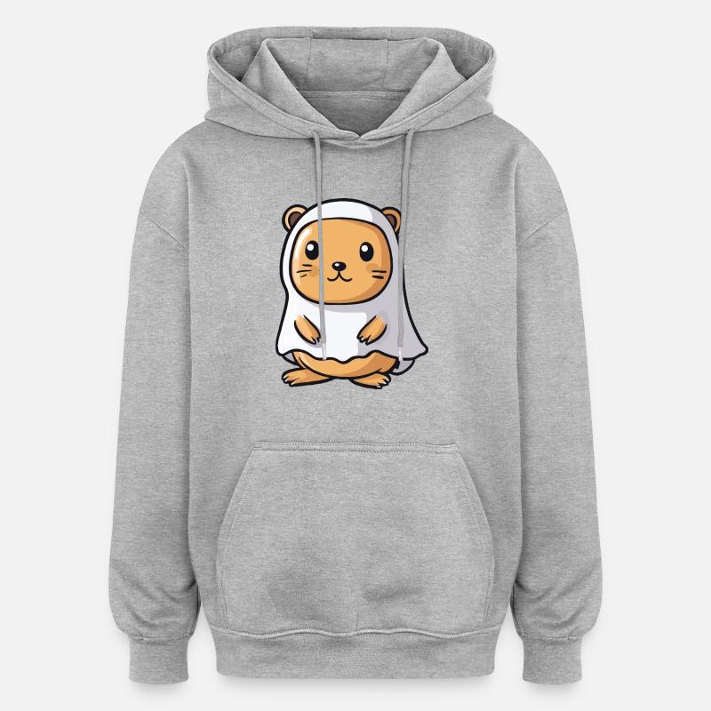 Biber Halloween Comic Geist - Oversized Unisex Hoodie - Grau meliert