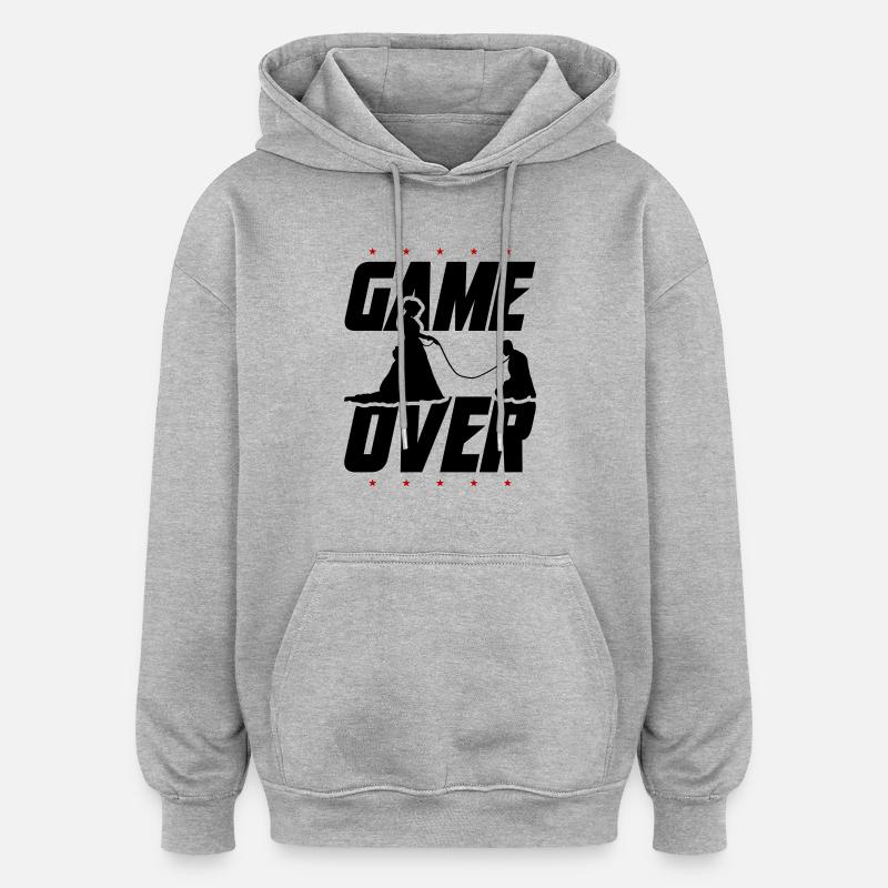 Game Over Mariage des mariés - Sweat à capuche oversize unisexe - gris chiné