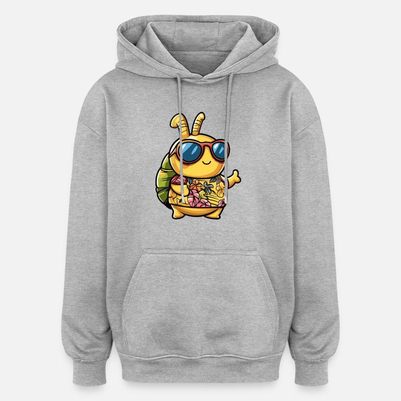 Escargot Drôle d’été - Sweat à capuche oversize unisexe - gris chiné