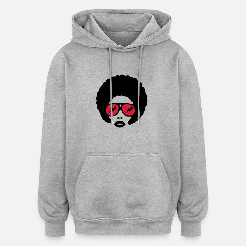 afro girl 2farbig - Sweat à capuche oversize unisexe - gris chiné