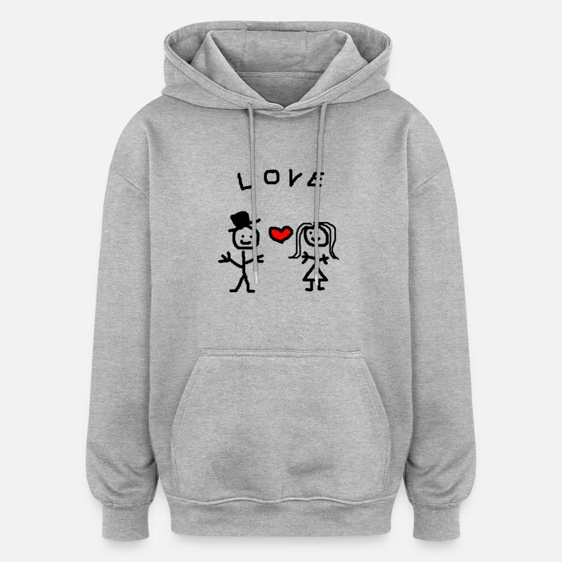 AMOUR - Sweat à capuche oversize unisexe - gris chiné