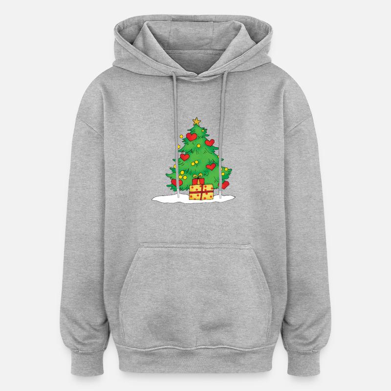 Christmas Tree - Sweat à capuche oversize unisexe - gris chiné