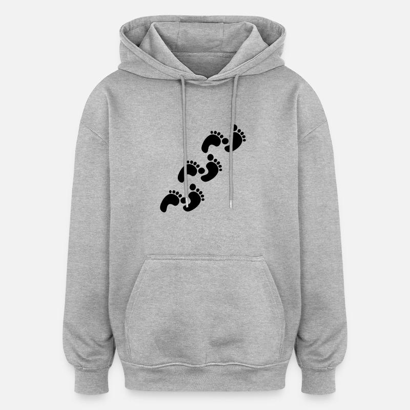 footprints - Sweat à capuche oversize unisexe - gris chiné