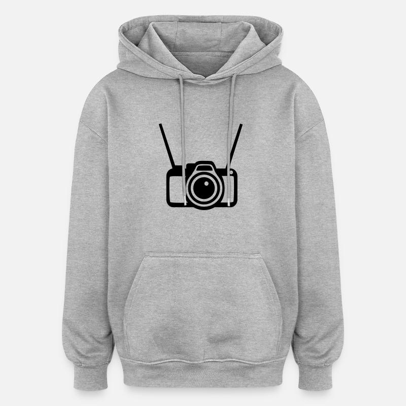 Kamera - Oversized Unisex Hoodie - Grau meliert