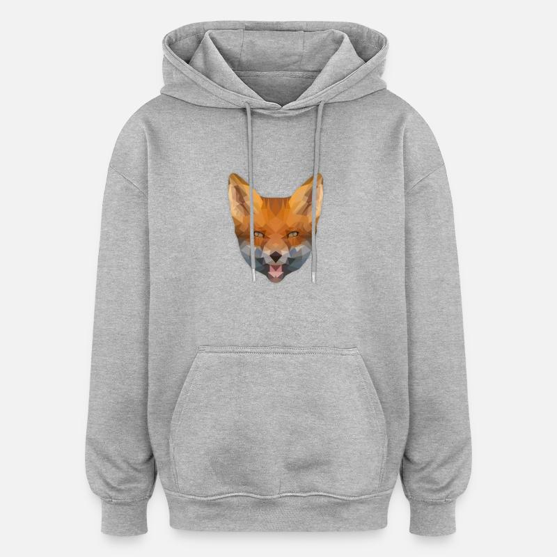 Low Poly Fox - Oversized Unisex Hoodie - Grau meliert