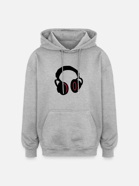 DJ - headphones - Oversized Unisex Hoodie - heather grey