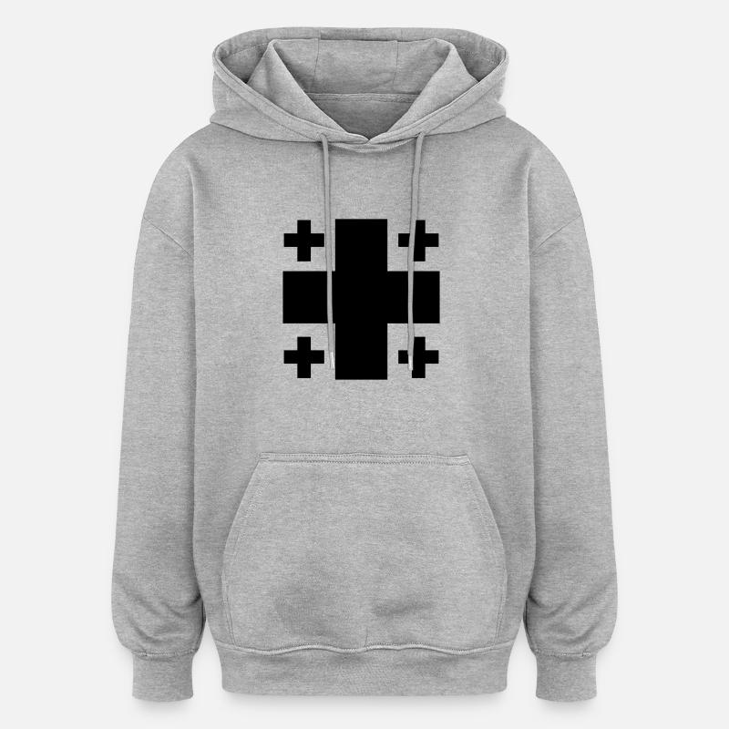Jerusalemkreuz - Oversized Unisex Hoodie - Grau meliert