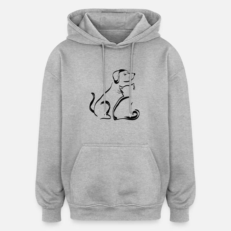 Hund - Oversized Unisex Hoodie - Grau meliert