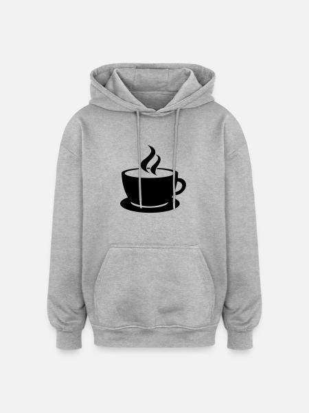 coffee cup tea cafe - Oversized Unisex Hoodie - heather grey