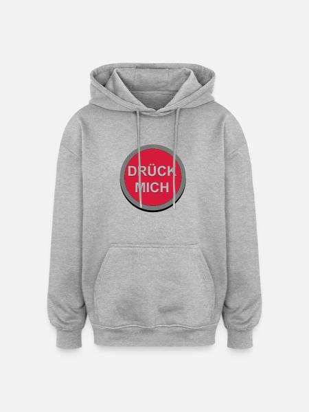 Drück Mich Button - Oversized Unisex Hoodie - Grau meliert