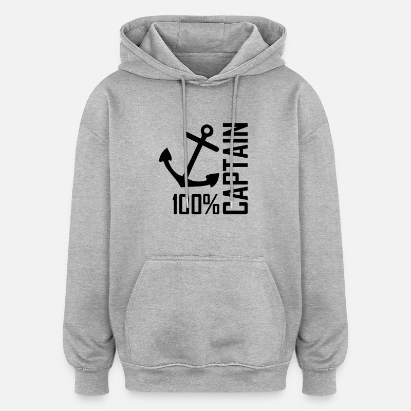 100% captain - Sweat à capuche oversize unisexe - gris chiné