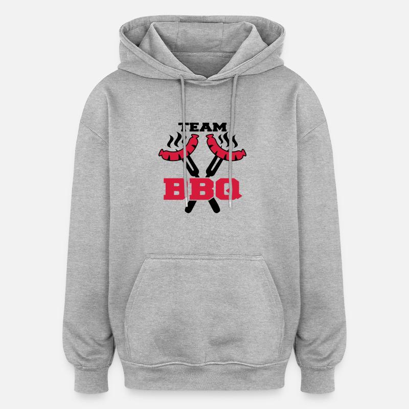 Team BBQ Logo - Sweat à capuche oversize unisexe - gris chiné
