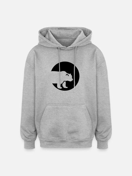 Bär - Oversized Unisex Hoodie - Grau meliert