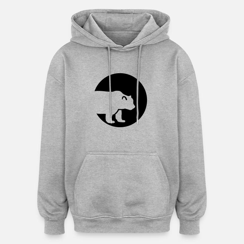 Ours - Sweat à capuche oversize unisexe - gris chiné