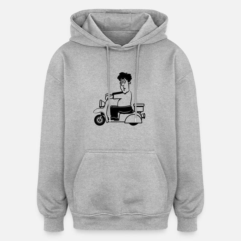 motorroller witzig - Sweat à capuche oversize unisexe - gris chiné