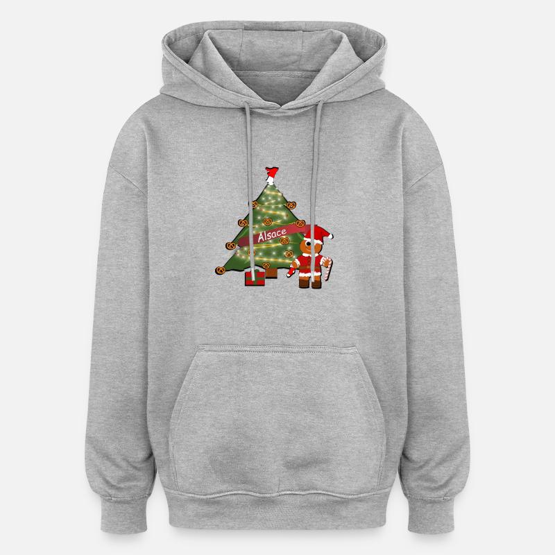 T-shirt Accessoire : Sapin Alsace Noel - Sweat à capuche oversize unisexe - gris chiné