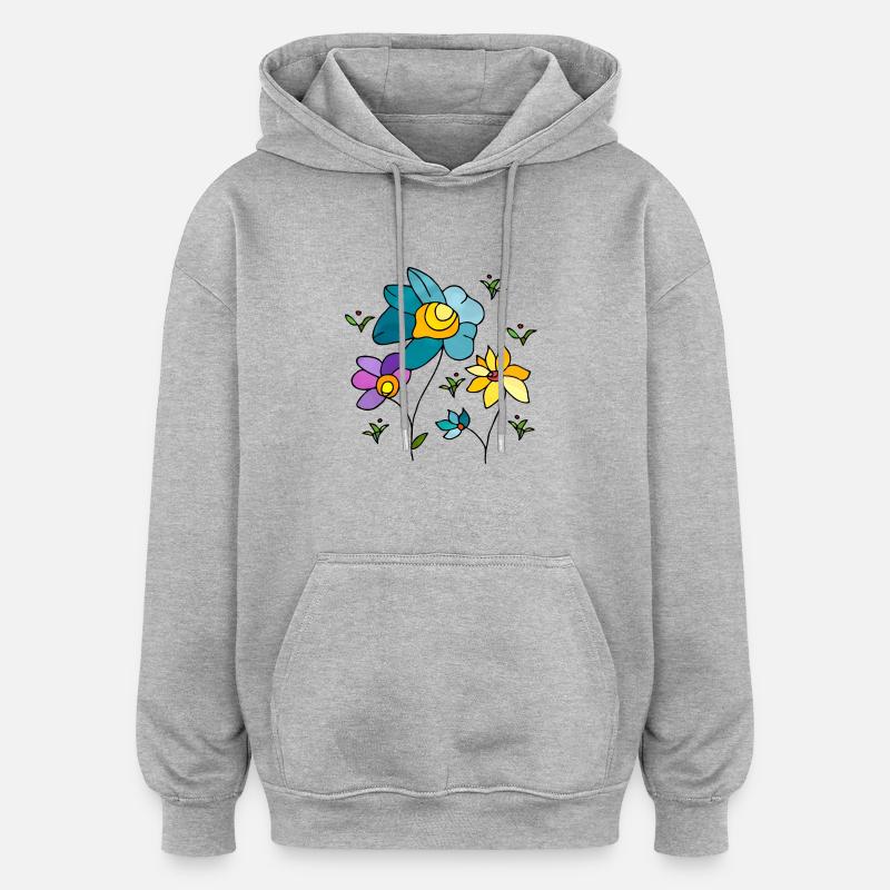 Blumen - Oversized Unisex Hoodie - Grau meliert