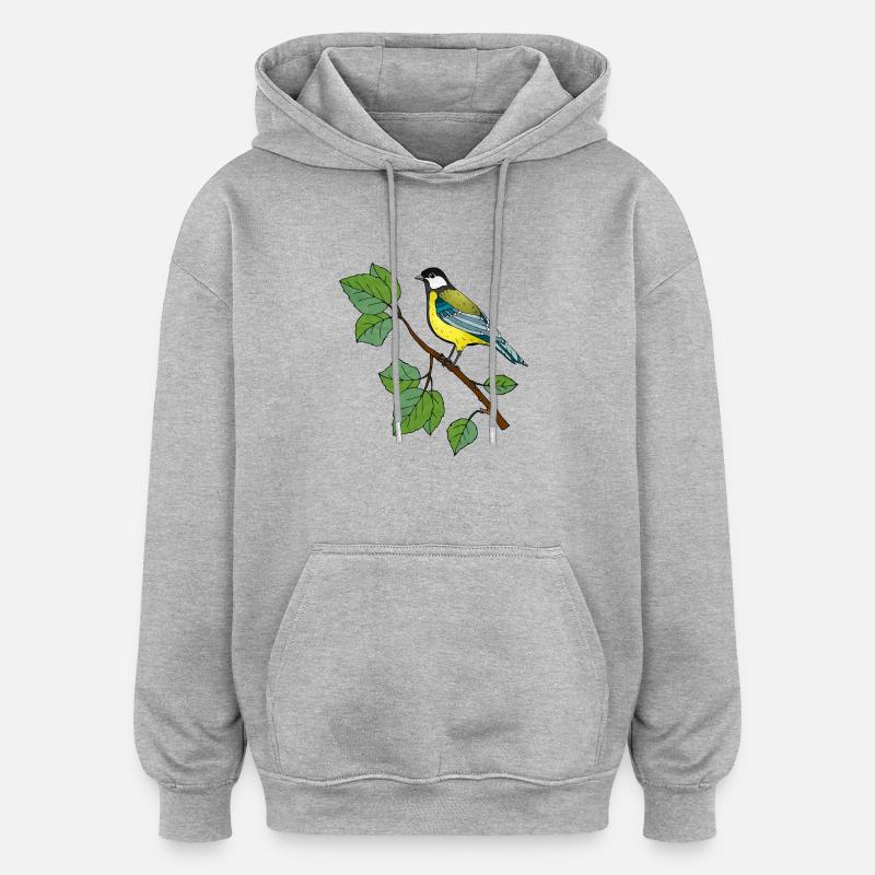 Bunter Vogel - Oversized Unisex Hoodie - Grau meliert