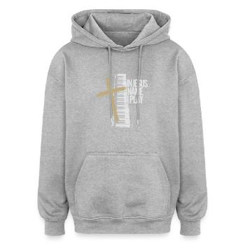 Praise through piano music - Oversized Unisex Hoodie - heather grey - Front - Noah (186cm)