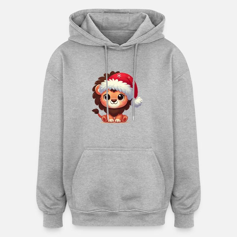 Noël Lion - Sweat à capuche oversize unisexe - gris chiné