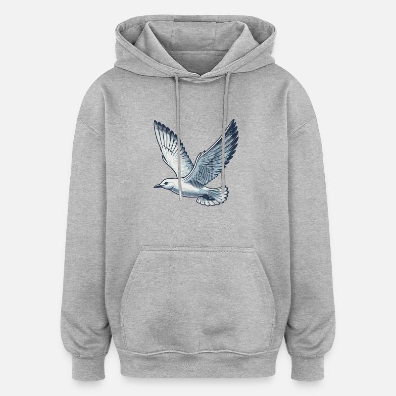 Mouette - Sweat à capuche oversize unisexe - gris chiné