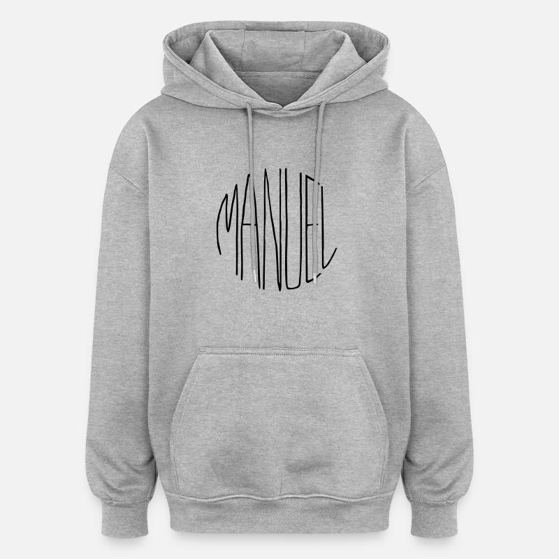 Manuel - Sweat à capuche oversize unisexe - gris chiné