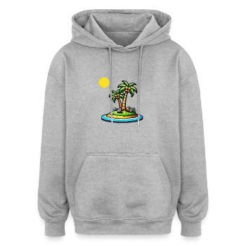 Palmen Insel - Oversized Unisex Hoodie - Grau meliert - Vorne - Noah (186cm)