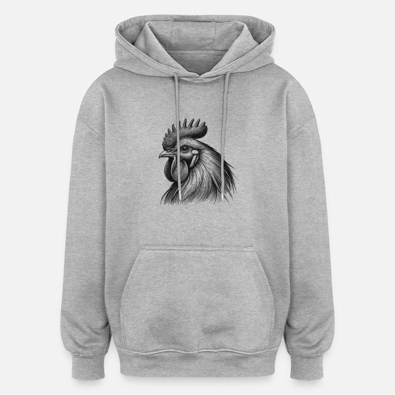Coq - Sweat à capuche oversize unisexe - gris chiné
