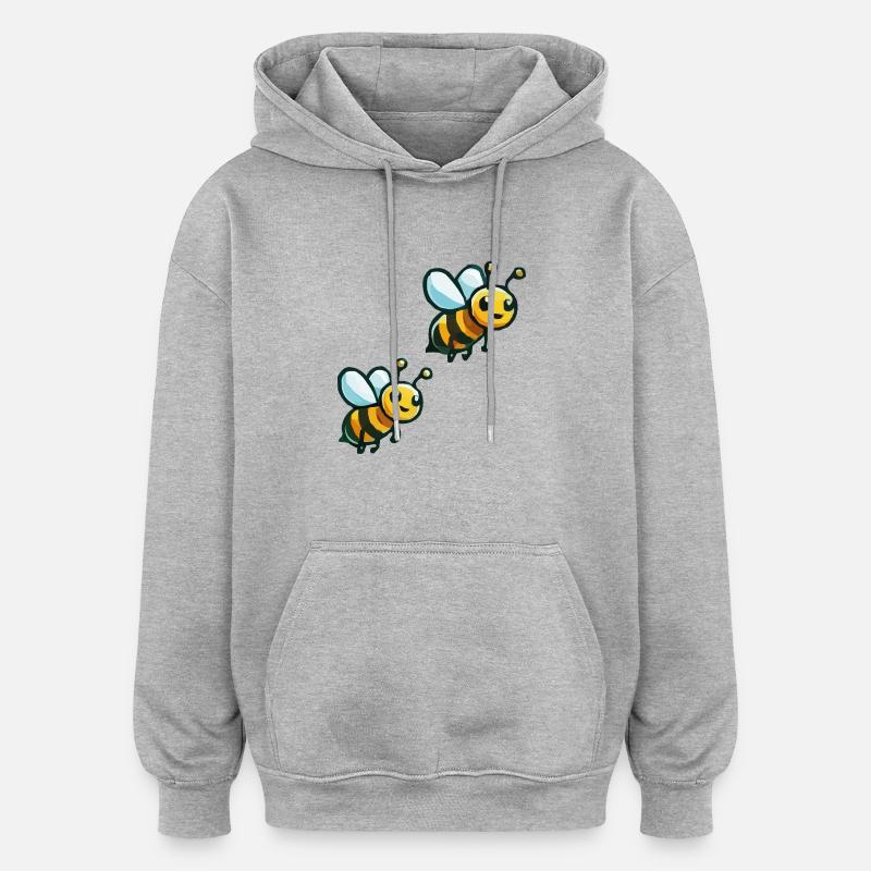 Abeille Dessin animé 2 - Sweat à capuche oversize unisexe - gris chiné