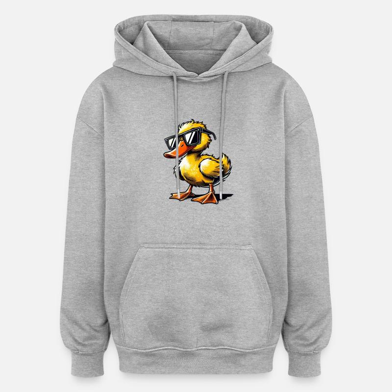 Bande dessinée de canard - Sweat à capuche oversize unisexe - gris chiné