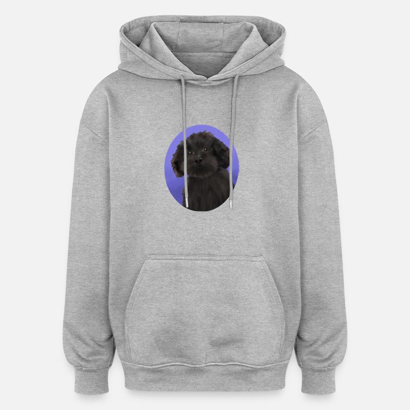 Chien Noir Petit Caniche - Sweat à capuche oversize unisexe - gris chiné
