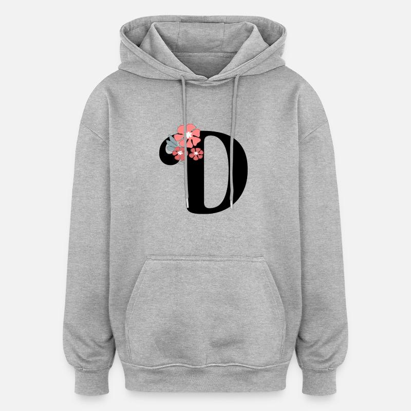 Minimalistischer Blumenbrief - Oversized Unisex Hoodie - Grau meliert