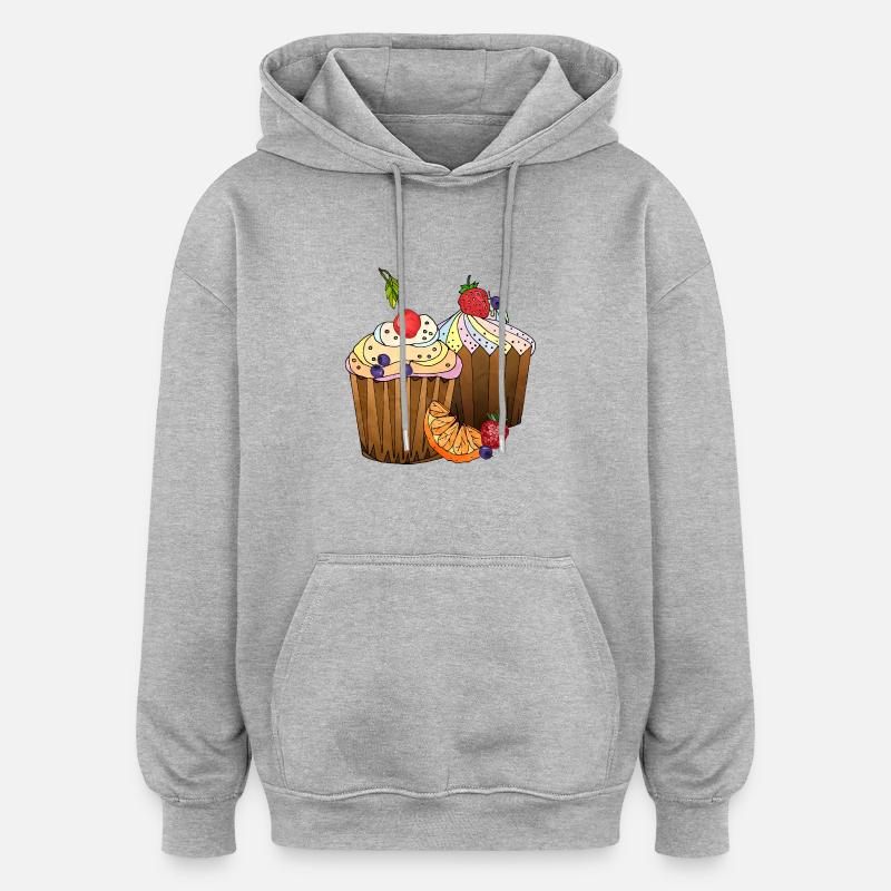 Gâteaux - Sweat à capuche oversize unisexe - gris chiné